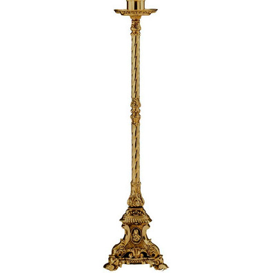 Bronze candlestick with triangular base