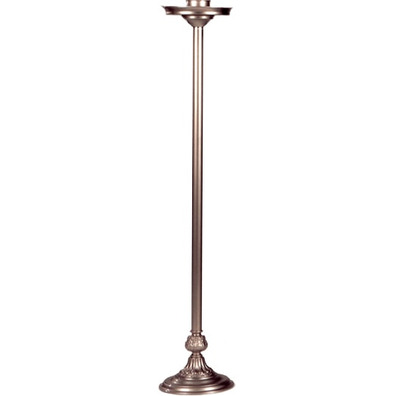 Smooth nickel-plated bronze candlestick with round base