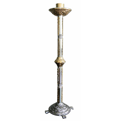 Candlestick made of cast iron and gold and silver metal