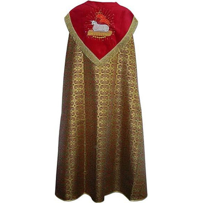 Raincoat of brocade fabric and red velvet