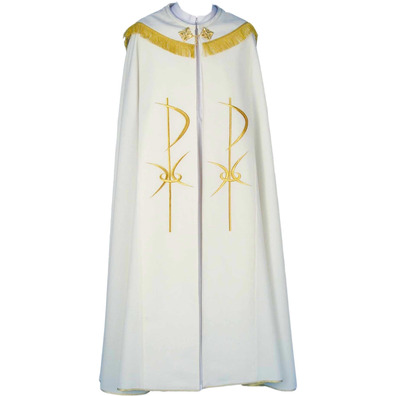 Pluvial cape with Cross embroidered in green gold thread
