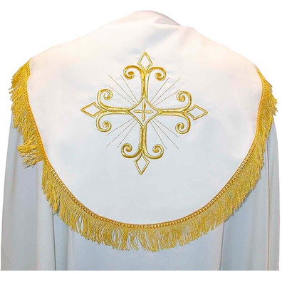 Pluvial cape with Cross embroidered in white gold thread