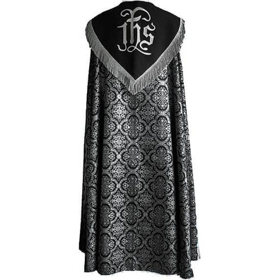 Black cape with embroidered JHS