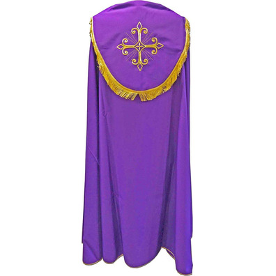 Polyester Pluvial Cloak with Purple Gold Fringe