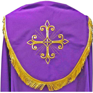 Polyester Pluvial Cloak with Purple Gold Fringe