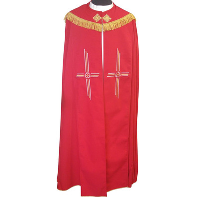 Polyester Pluvial Cloak with Red Gold Fringe