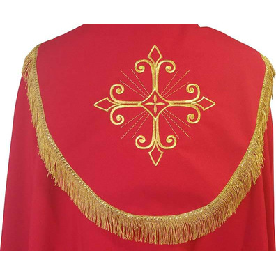 Polyester Pluvial Cloak with Red Gold Fringe