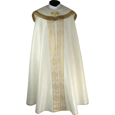 Catholic cope with embroidery hood beige