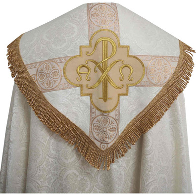 Catholic cope with embroidery hood beige