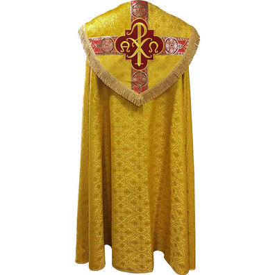 Catholic cope with embroidery hood golden color