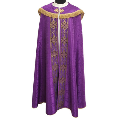 Catholic cope with embroidery hood purple