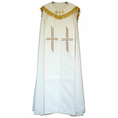 Polyester rain cape with gold fringe