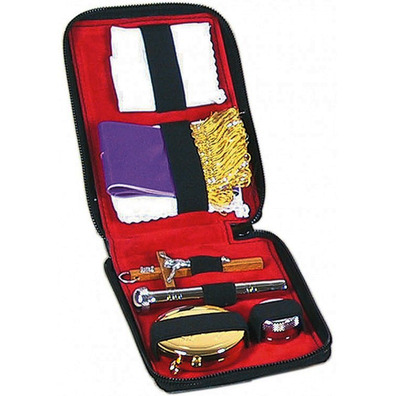 Sacraments semi-rigid wallet with red interior