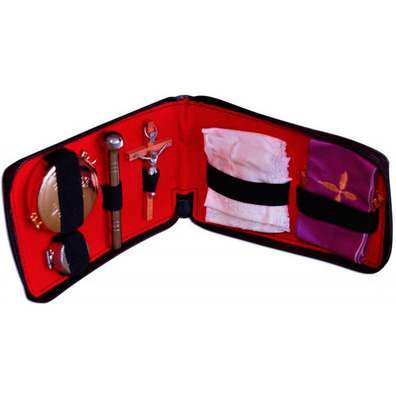 Sacraments semi-rigid wallet with red interior