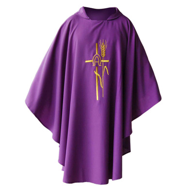 Embroidered chasuble | 75% polyester and 25% wool purple