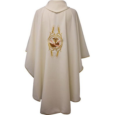 Beige Franciscan embroidered chasuble