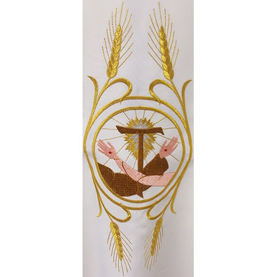 Beige Franciscan embroidered chasuble