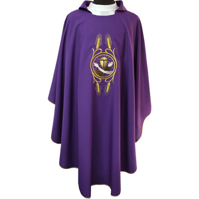 Purple Franciscan embroidered chasuble