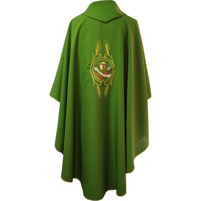 Green Franciscan embroidered chasuble