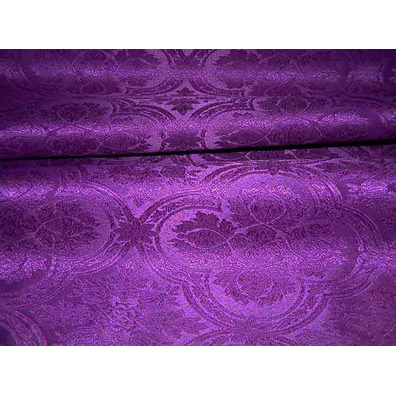 Chasuble in damask fabric with purple embroidered central stolon