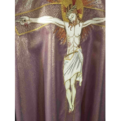 Purple Christ on the Cross embroidered chasuble