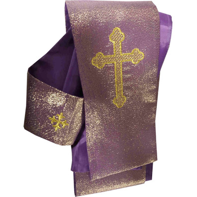 Purple Christ on the Cross embroidered chasuble