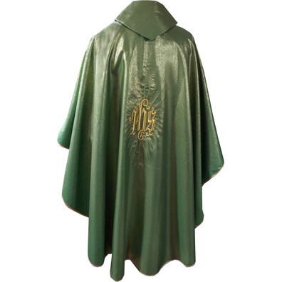 Chasuble embroidered Christ on the Cross green