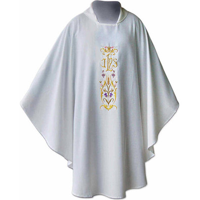 Chasuble with white gold JHS embroidery