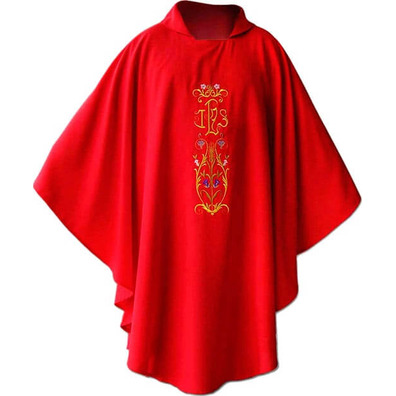 Chasuble with red gold JHS embroidery