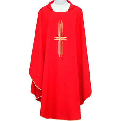 Chasuble with embroidered Cross | Four liturgical colors red