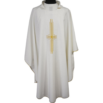 Chasuble with embroidered Cross | Four liturgical colors white