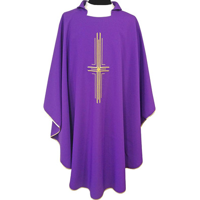 Chasuble with embroidered Cross | Four liturgical purple colors