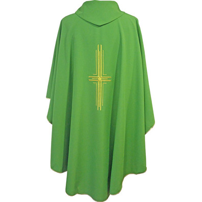 Chasuble with embroidered Cross | Four liturgical colors green