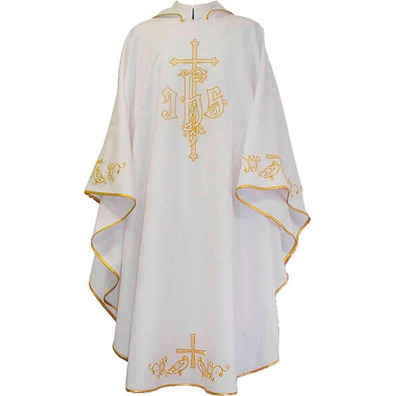 Polyester chasuble with embroidered Crosses white