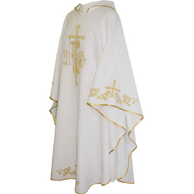 Polyester chasuble with embroidered Crosses white