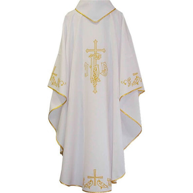 Polyester chasuble with embroidered Crosses white