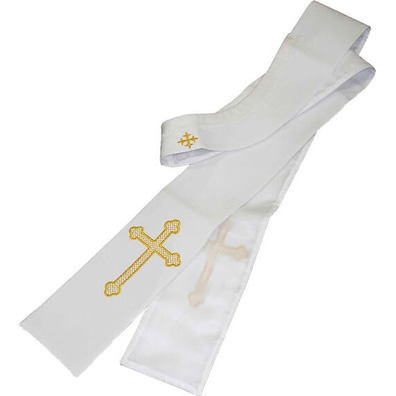 Polyester chasuble with embroidered Crosses white