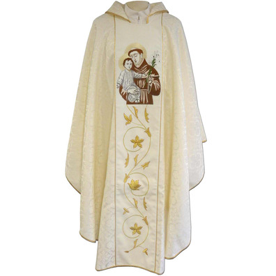 Damask chasuble with Saint Anthony embroidery