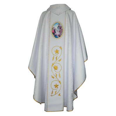Damask chasuble with printed Holy Family
