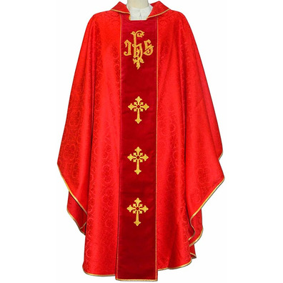 Damask chasuble with stolon in red velvet