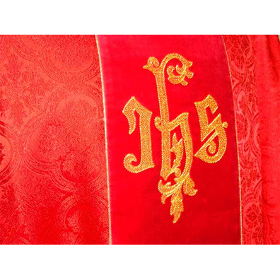 Damask chasuble with stolon in red velvet