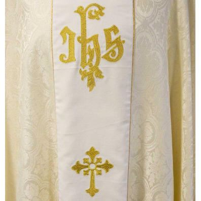 Damask chasuble with stolon in beige velvet