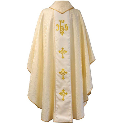 Damask chasuble with stolon in beige velvet