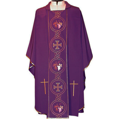 Chasuble with central stolon with embroidered Cross