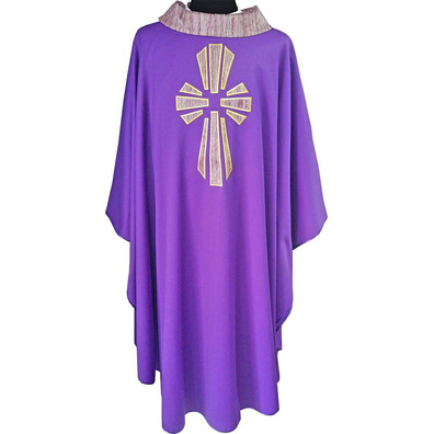 Wool chasuble with purple silk cross