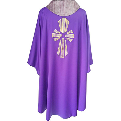 Wool chasuble with purple silk cross