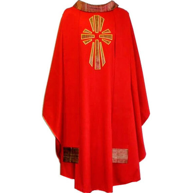 Wool chasuble with red silk cross