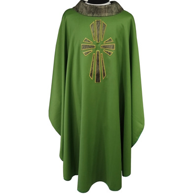 Wool chasuble with green silk cross
