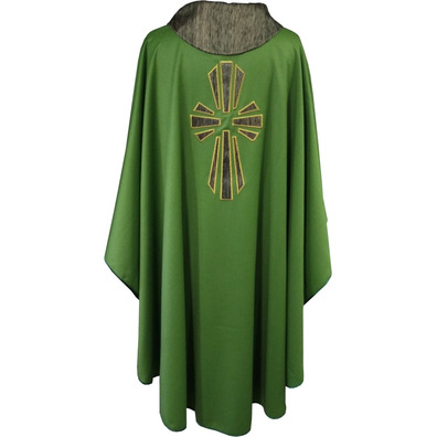 Wool chasuble with green silk cross