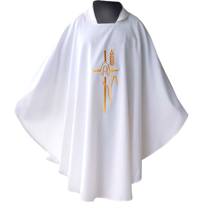 Embroidered chasuble | 75% polyester and 25% white wool